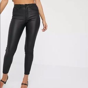 ASOS Stradivarius coated push up jean in black